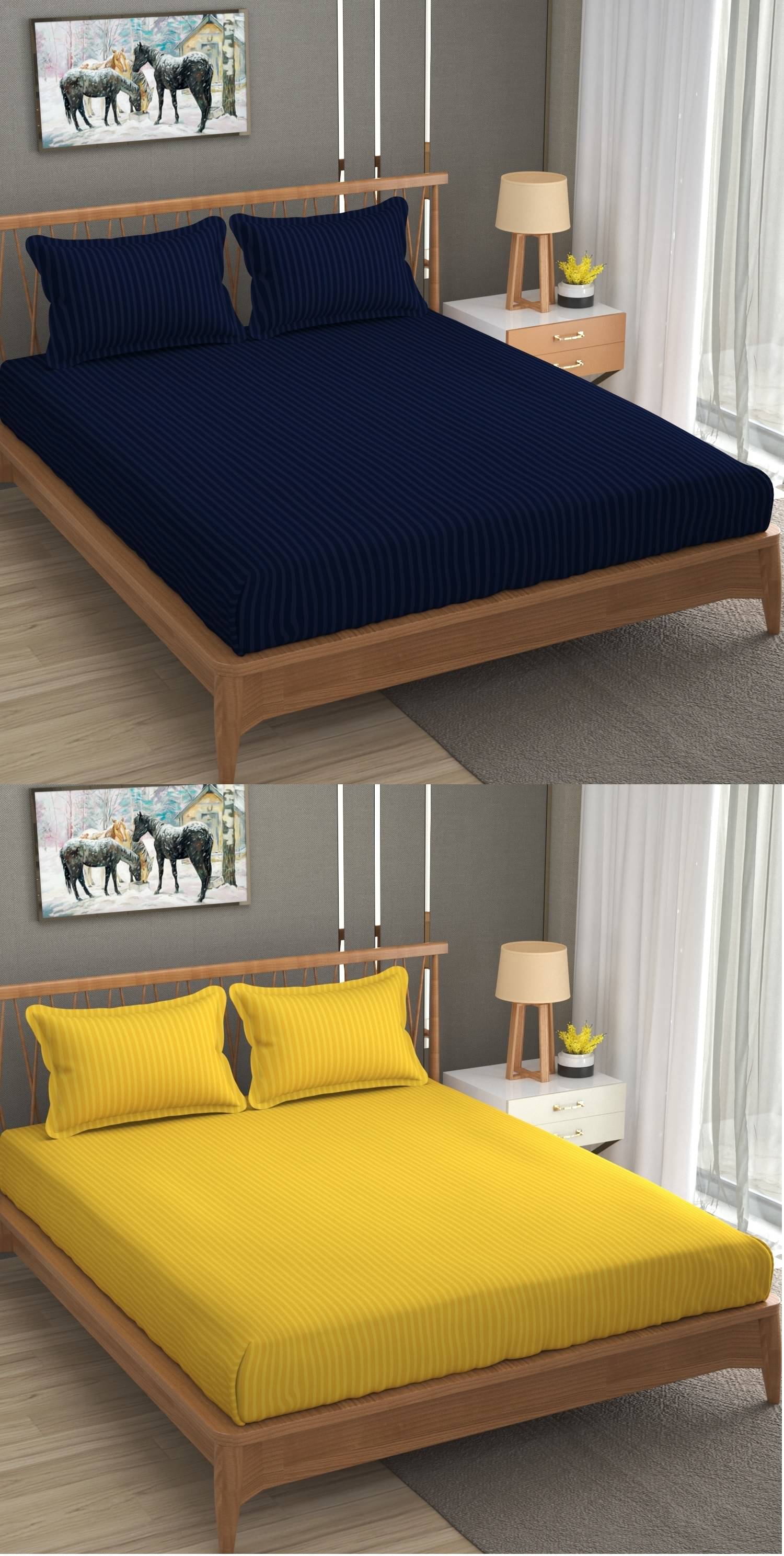 Homefab India Cotton Double Bedsheet ( Yellow )     			Homefab India Cotton Double Bedsheet ( Yellow )