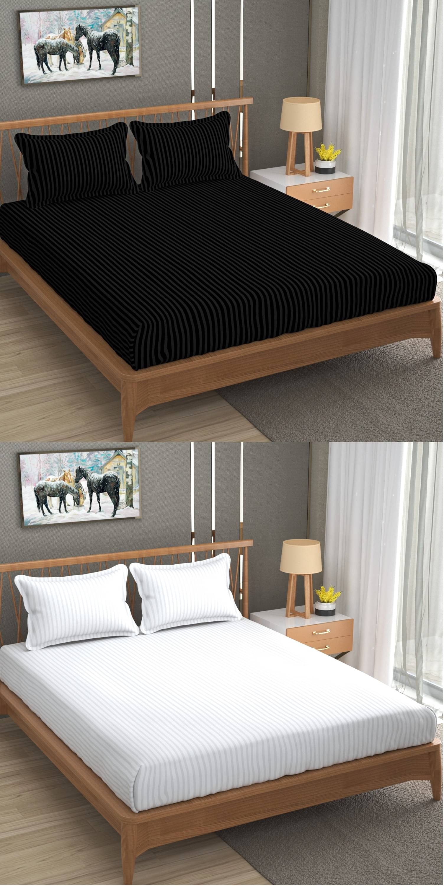     			Homefab India Cotton Double Bedsheet ( White )