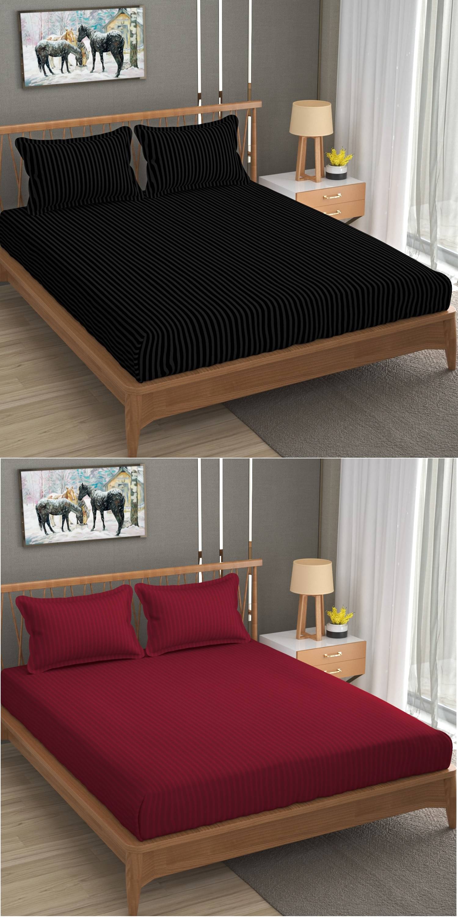     			Homefab India Cotton Double Bedsheet ( Maroon )