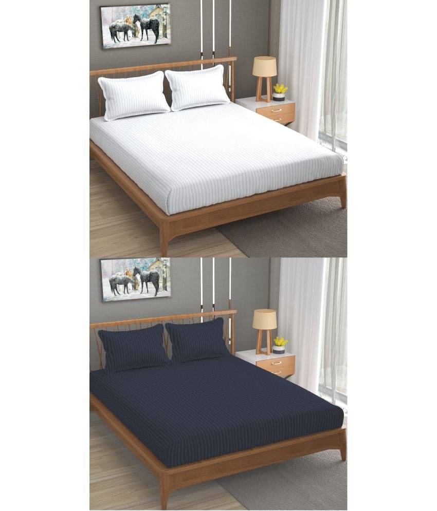     			Homefab India Cotton Double Bedsheet ( Blue )