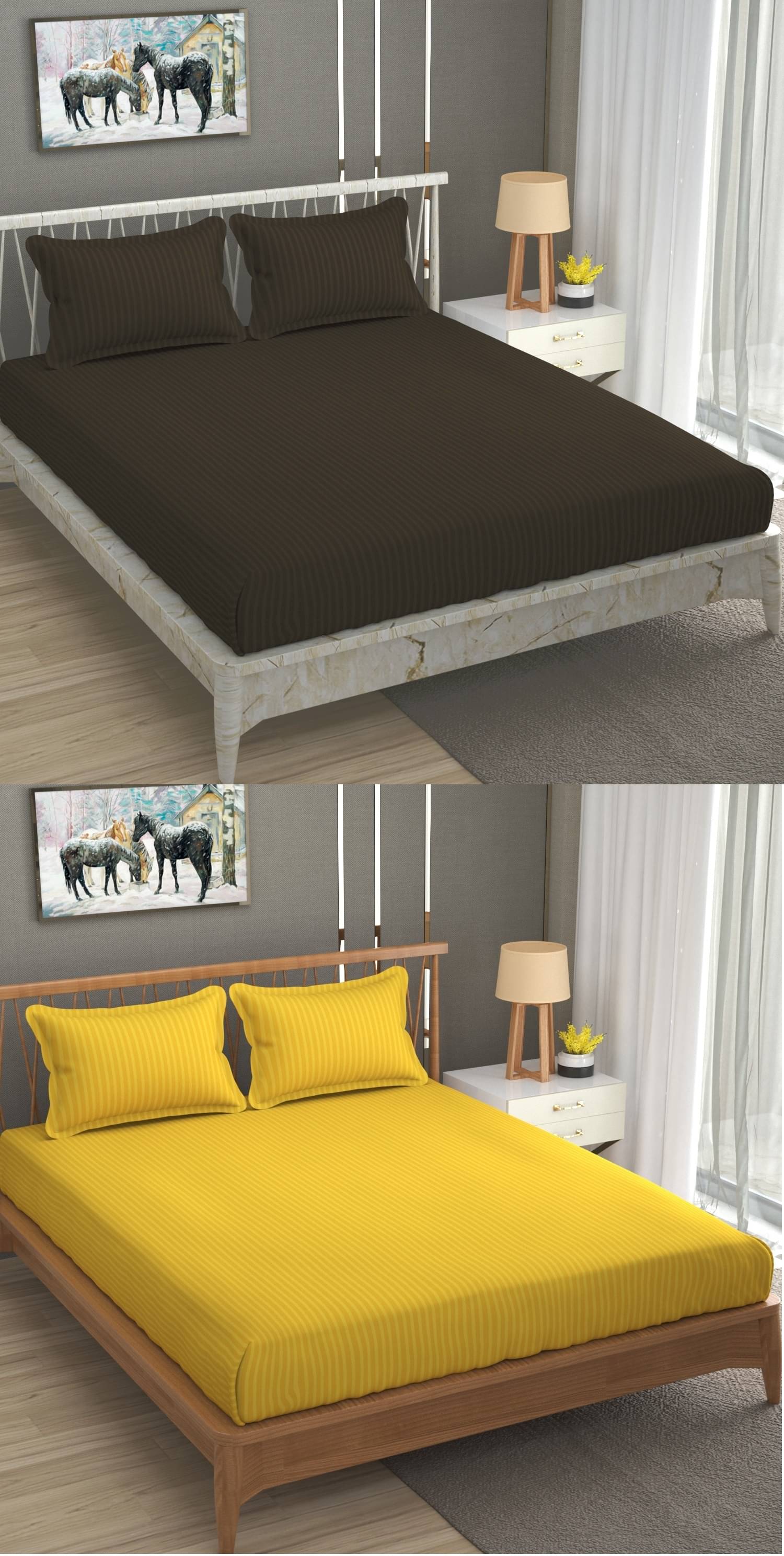 Homefab India Cotton Double Bedsheet ( Yellow )     			Homefab India Cotton Double Bedsheet ( Yellow )