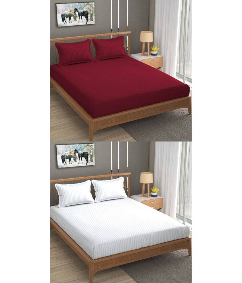     			Homefab India Cotton Double Bedsheet ( White )