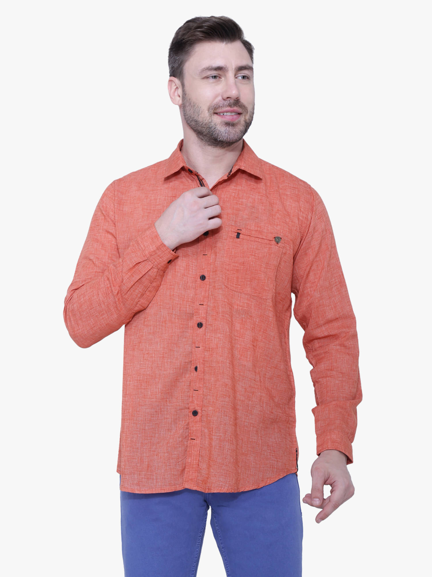     			Kuons Avenue - Orange Linen Regular Fit Men's Casual Shirt ( Pack of 1 )