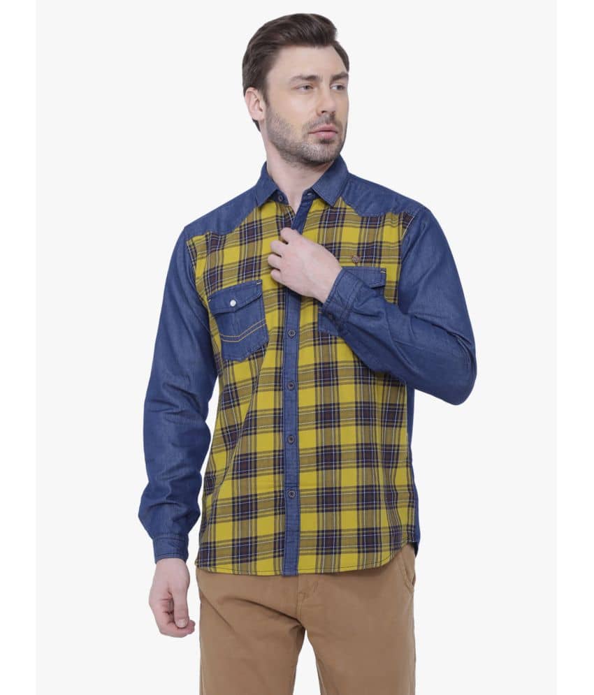 Kuons Avenue - Yellow Denim Regular Fit Men's Casual Shirt ( Pack of 1 )
