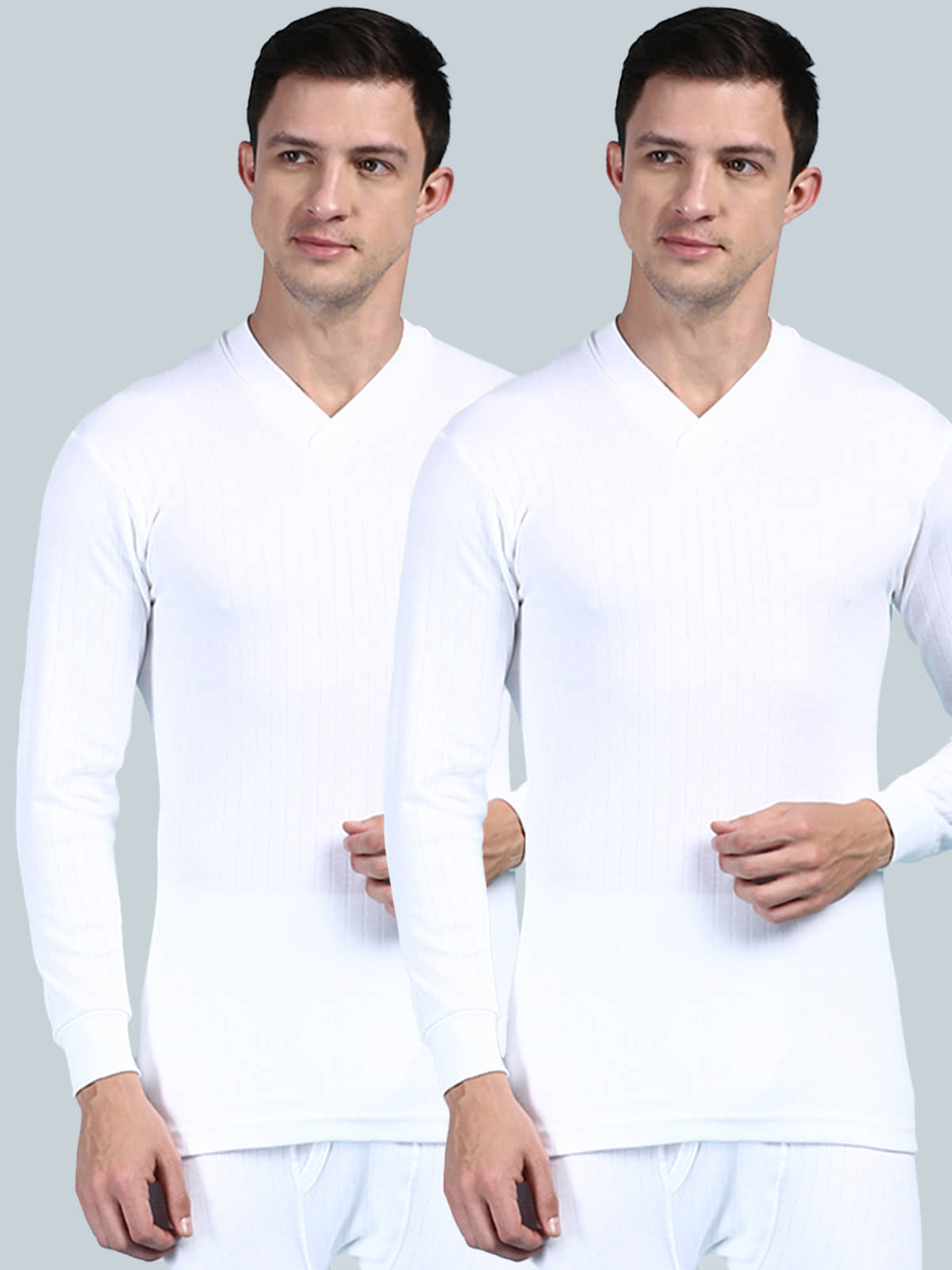 LUX PARKER Pack of 2 Cotton Thermal Tops For Men's ( White )