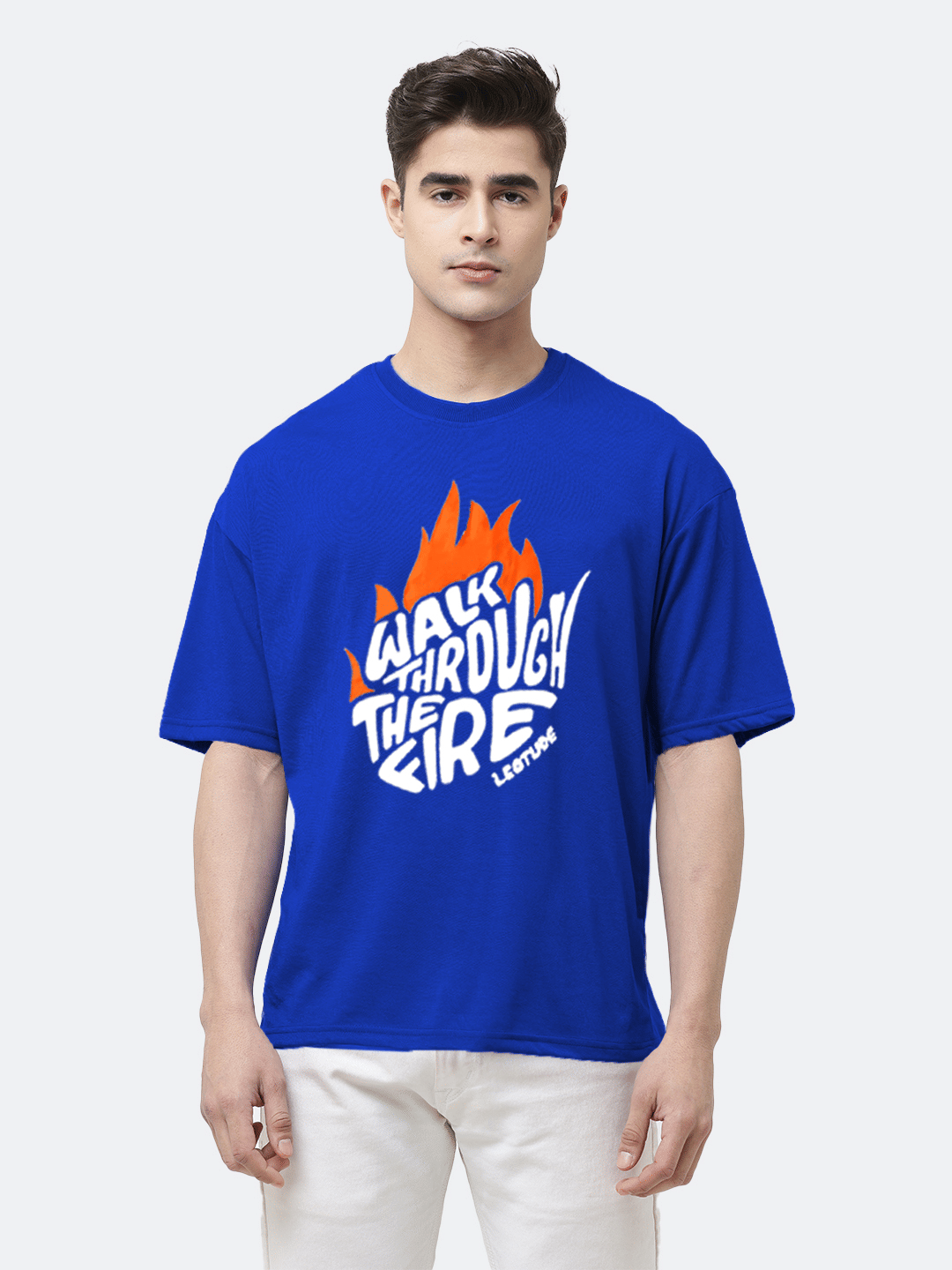 Leotude Pack of 1 Cotton Blend Oversized Fit Men's T-Shirt ( Blue )