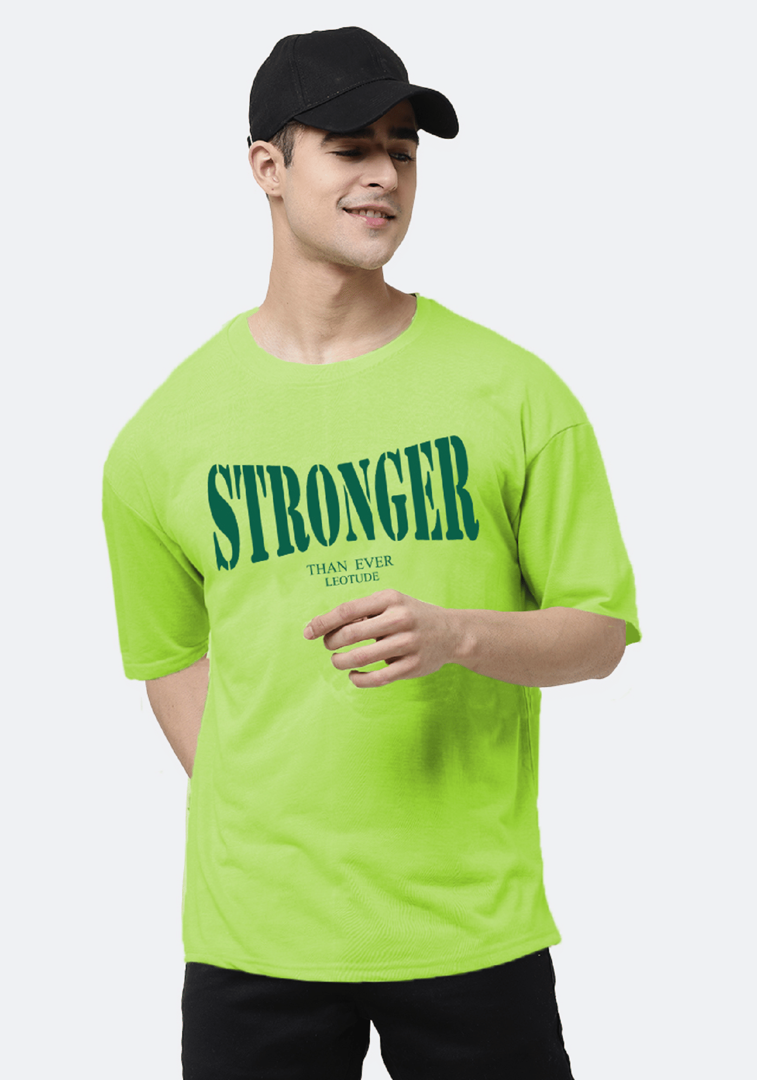 Leotude Pack of 1 Cotton Blend Oversized Fit Men's T-Shirt ( Green )