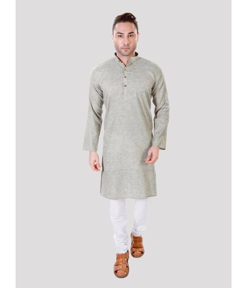     			Maharaja - Green Linen Regular Fit Men's Kurta Pyjama Set ( Pack of 1 )