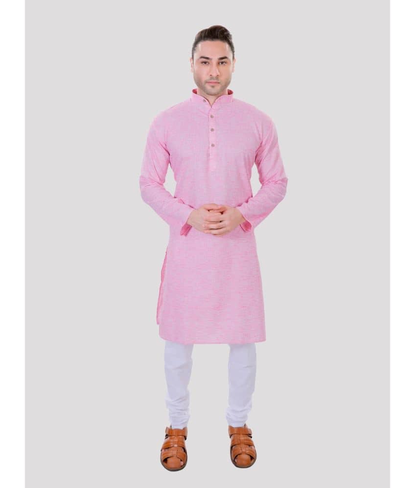 Maharaja - Pink Linen Regular Fit Men's Kurta Pyjama Set ( Pack of 1 ) - Kurtas & Kurta Sets | Buy online on ZillyBuy