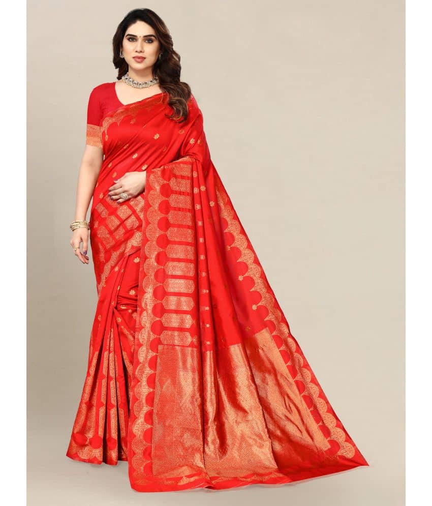 Om Shantam Sarees Banarasi Silk Embellished Saree With Unstitched Blouse Piece ( Green ) - Sarees | Buy online on ZillyBuy