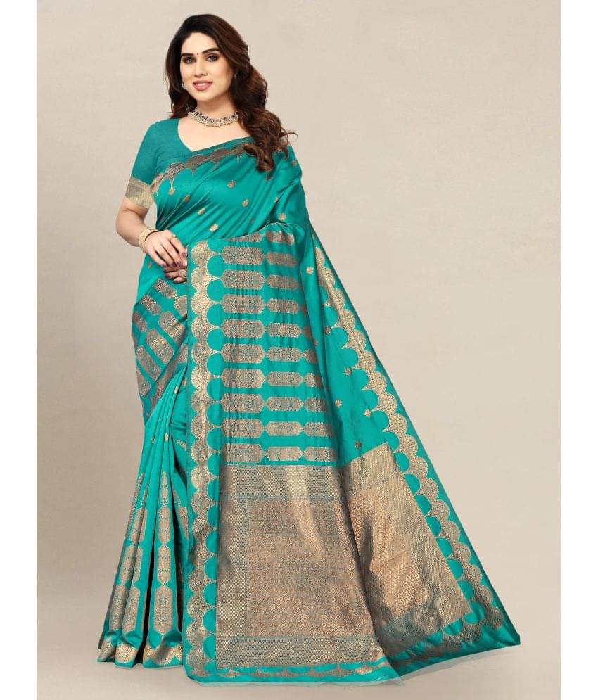 Om Shantam Sarees Banarasi Silk Self Design Saree With Unstitched Blouse Piece ( Sea Green ) Om Shantam Sarees Banarasi Silk Self Design Saree With Unstitched Blouse Piece ( Sea Green )