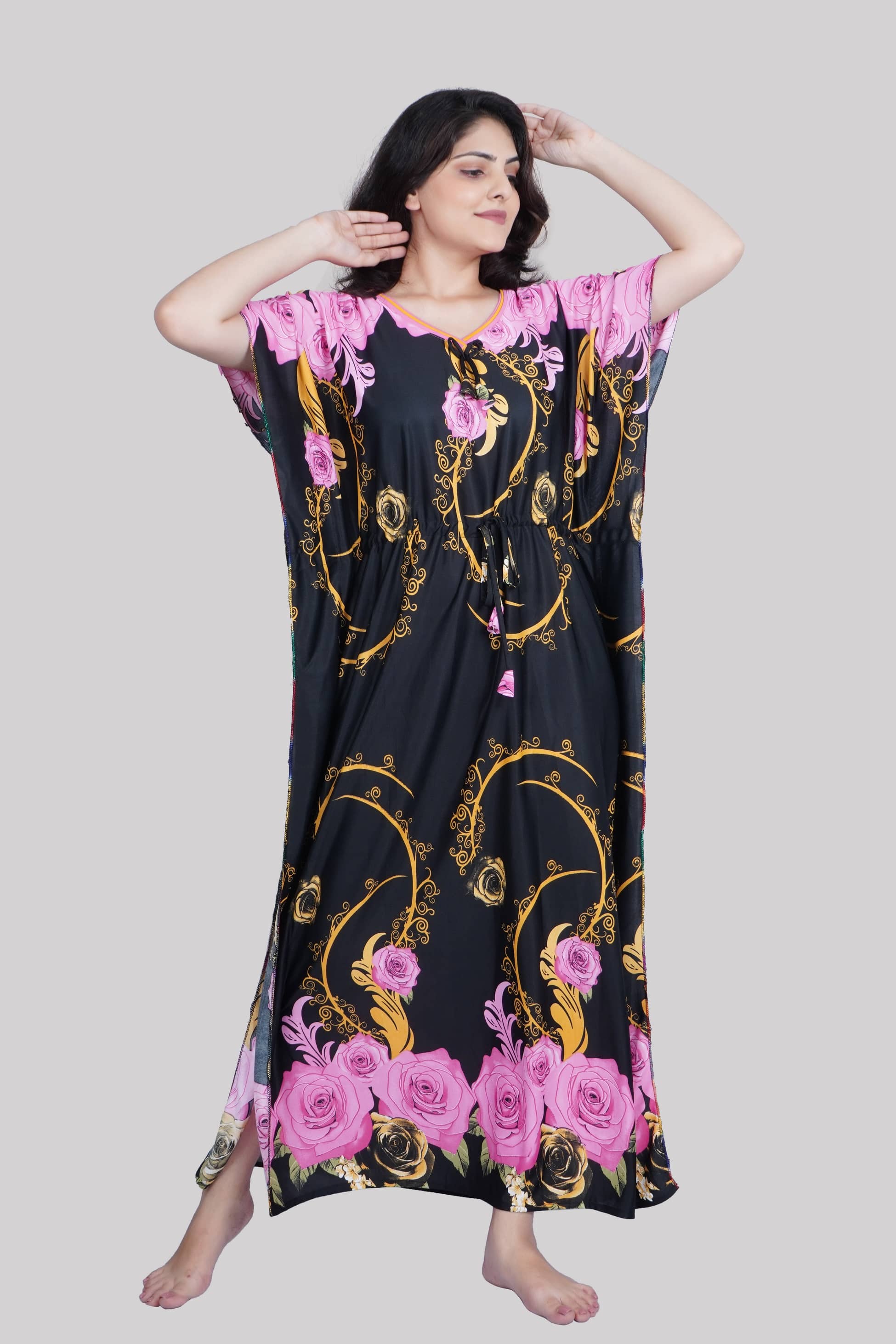 PURSA - Red Satin Women's Nightwear Kaftan Night Dress ( Pack of 1 ) - Nightwear & Loungewear | Buy online on ZillyBuy