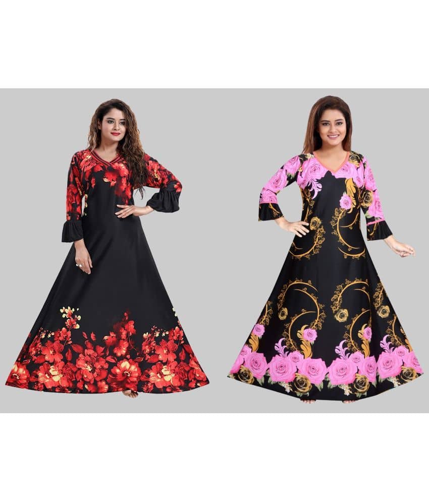 PURSA - Yellow Satin Women's Nightwear Nighty & Night Gowns ( Pack of 2 ) - Nightwear & Loungewear | Buy online on ZillyBuy