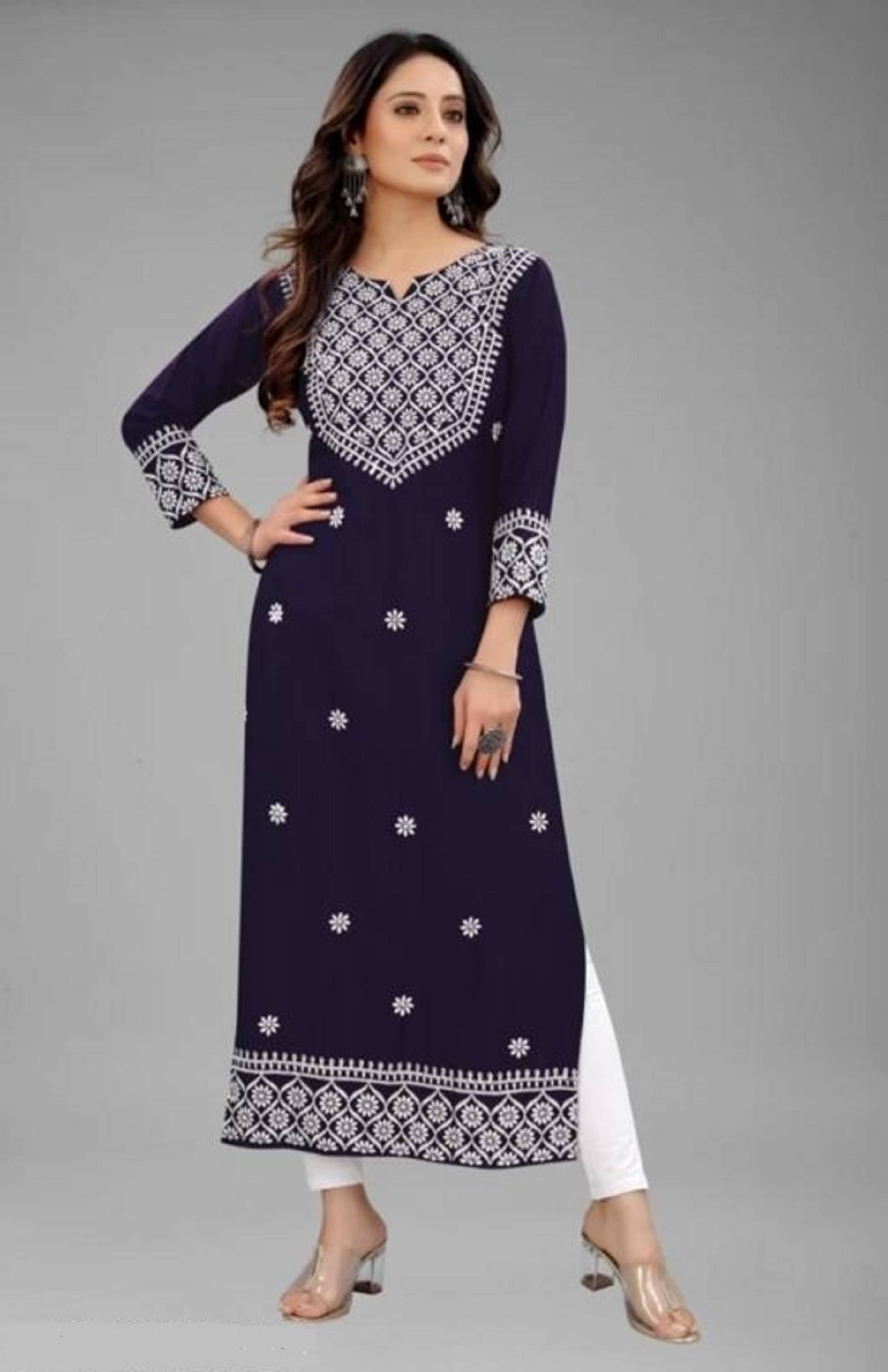 QPEEZ - Green Rayon Women's Straight Kurti ( Pack of 1 ) - Kurtis, Tunics | Buy online on ZillyBuy