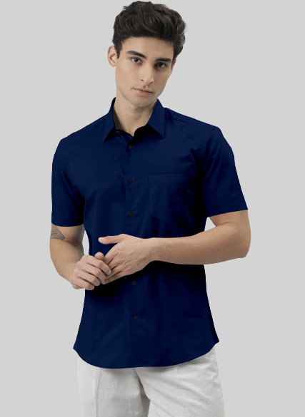 SUR-T - Navy Blue Cotton Blend Slim Fit Men's Casual Shirt ( Pack of 1 )