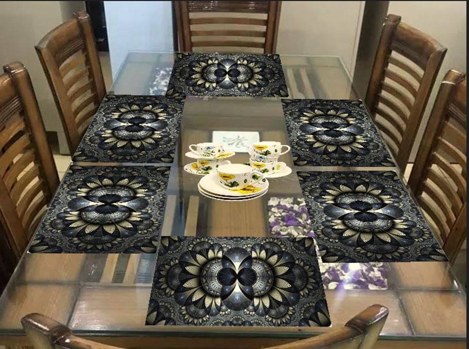    			Sanraksshan PVC Floral Rectangle Table Mats ( 44 cm x 32 cm ) Pack of 6 - Multi