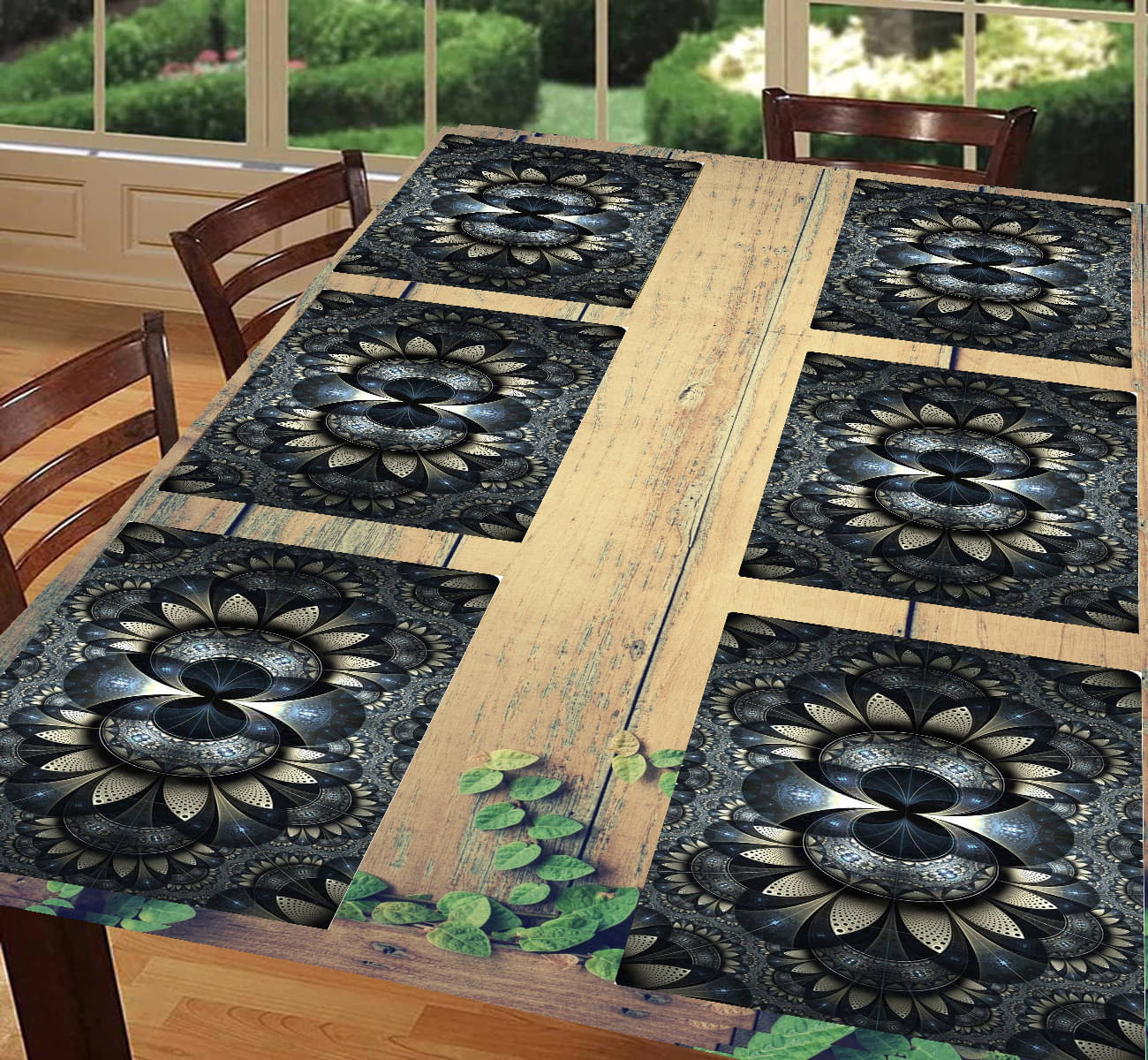     			Sanraksshan PVC Floral Rectangle Table Mats ( 44 cm x 32 cm ) Pack of 6 - Multi