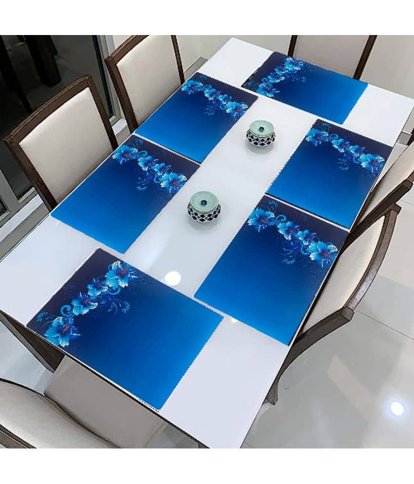 Sanraksshan PVC Floral Rectangle Table Mats ( 44 cm x 32 cm ) Pack of 6 - Multi