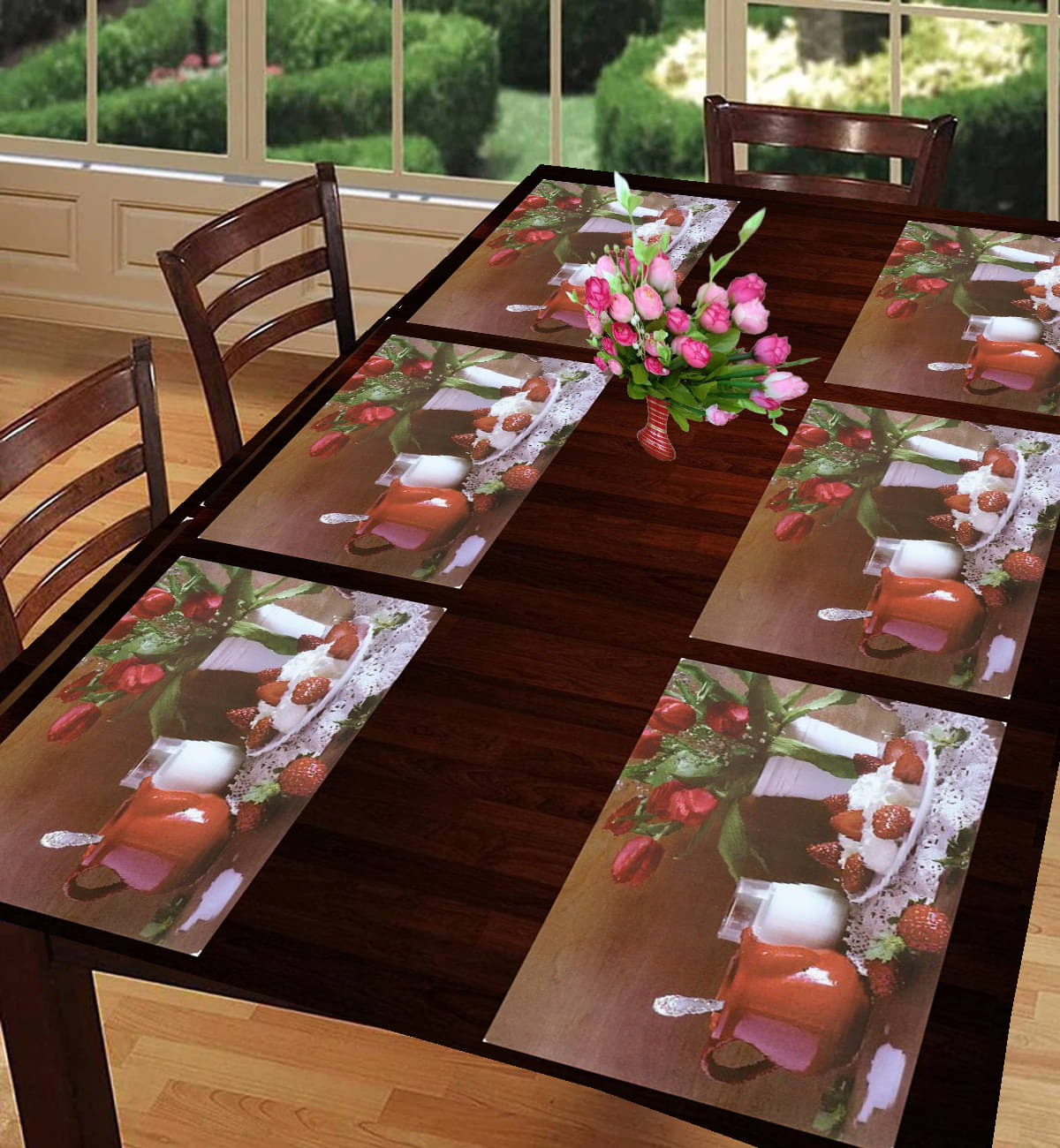 Sanraksshan PVC Floral Rectangle Table Mats ( 44 cm x 32 cm ) Pack of 6 - Multi Sanraksshan PVC Floral Rectangle Table Mats ( 44 cm x 32 cm ) Pack of 6 - Multi