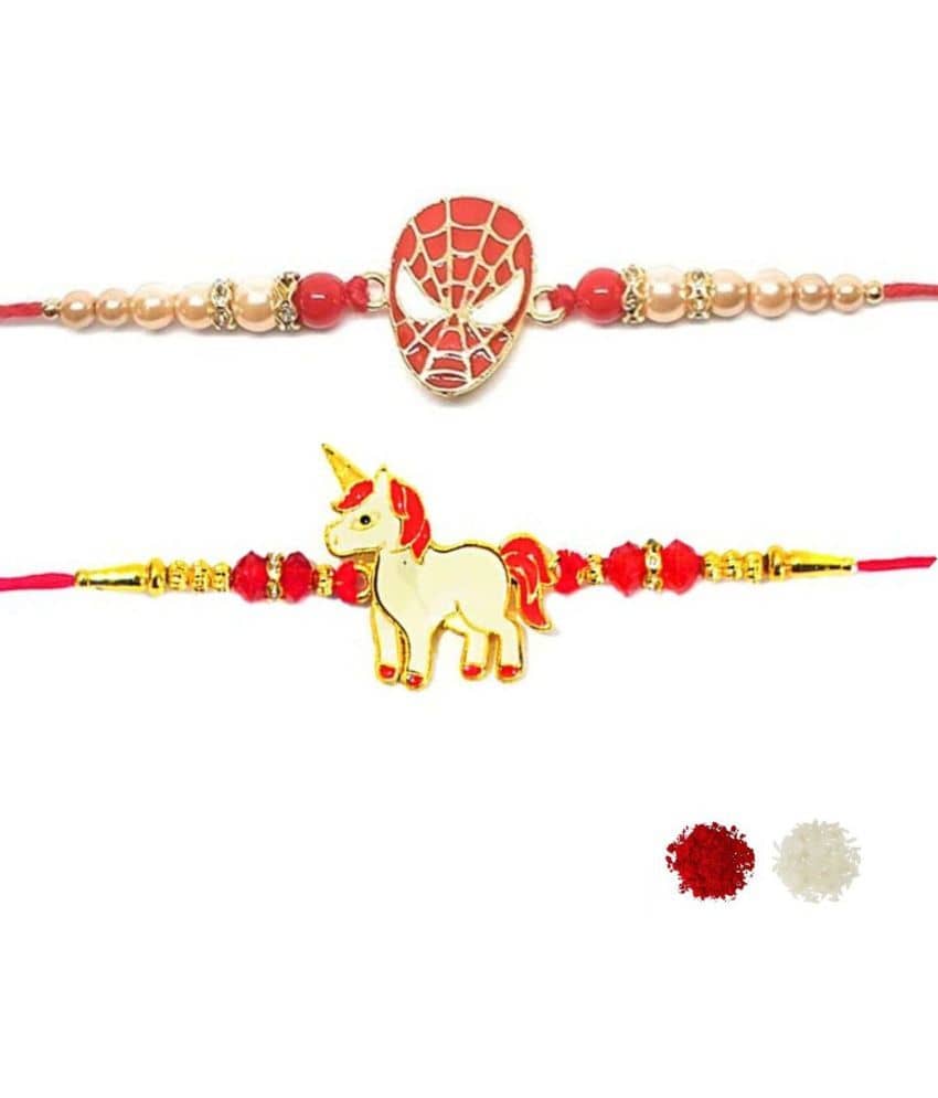 THRIFTKART Kid's Rakhi Multicolour Spiderman & UNICORN metal RAKHI Combo - Bangles & Bracelets | Buy online on ZillyBuy