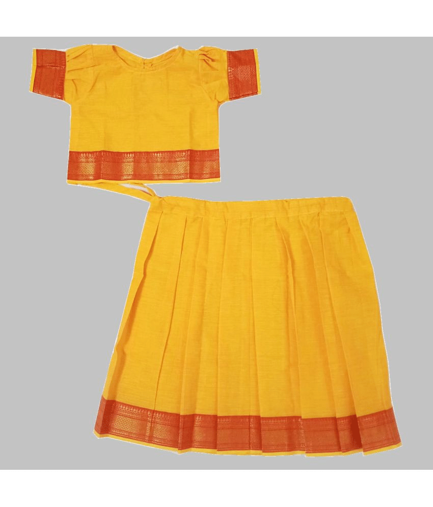     			harshvardhanmart.com Cotton Lehenga & Crop Top For Girls ( Pack of 1 , Yellow )