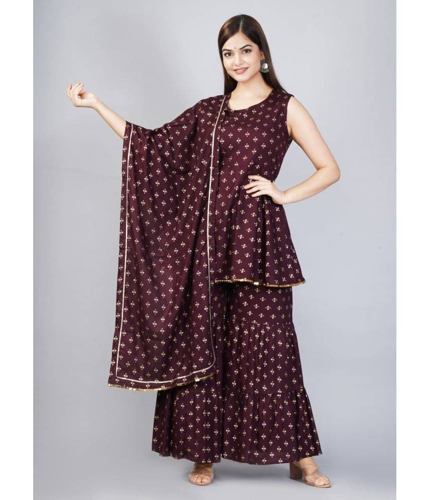 ASHISH PRINT - Wine Frock Style Rayon Women's Stitched Salwar Suit ( Pack of 1 ) ASHISH PRINT - Wine Frock Style Rayon Women's Stitched Salwar Suit ( Pack of 1 )