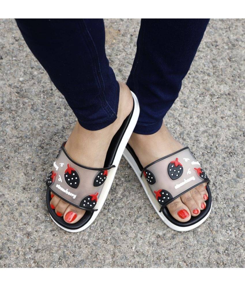    			Aadi Black Women's Slide Flip Flop