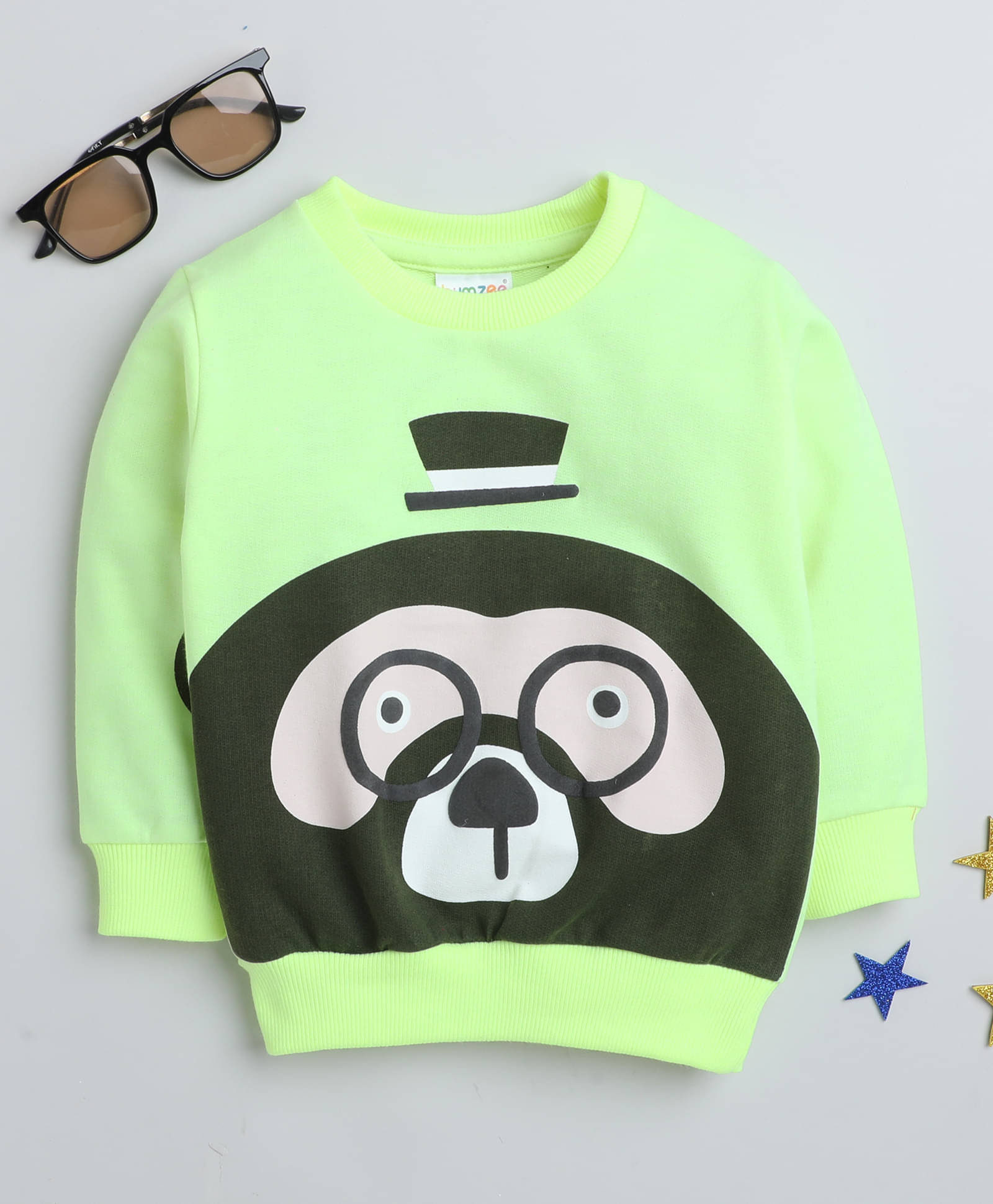 BUMZEE Neon Green Boys Full Sleeves Sweatshirt Age - 6-12 Months BUMZEE Neon Green Boys Full Sleeves Sweatshirt Age - 6-12 Months