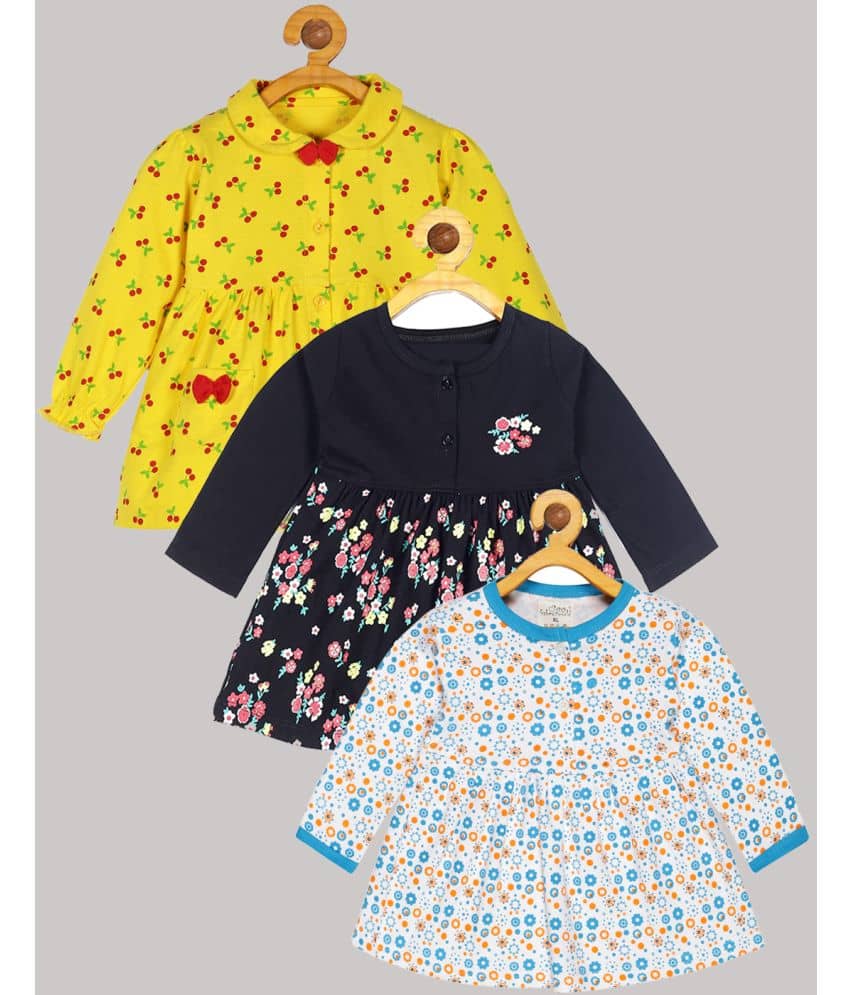 Babeezworld Pack of 3 Baby Girls Cotton Frock ( Multi )
