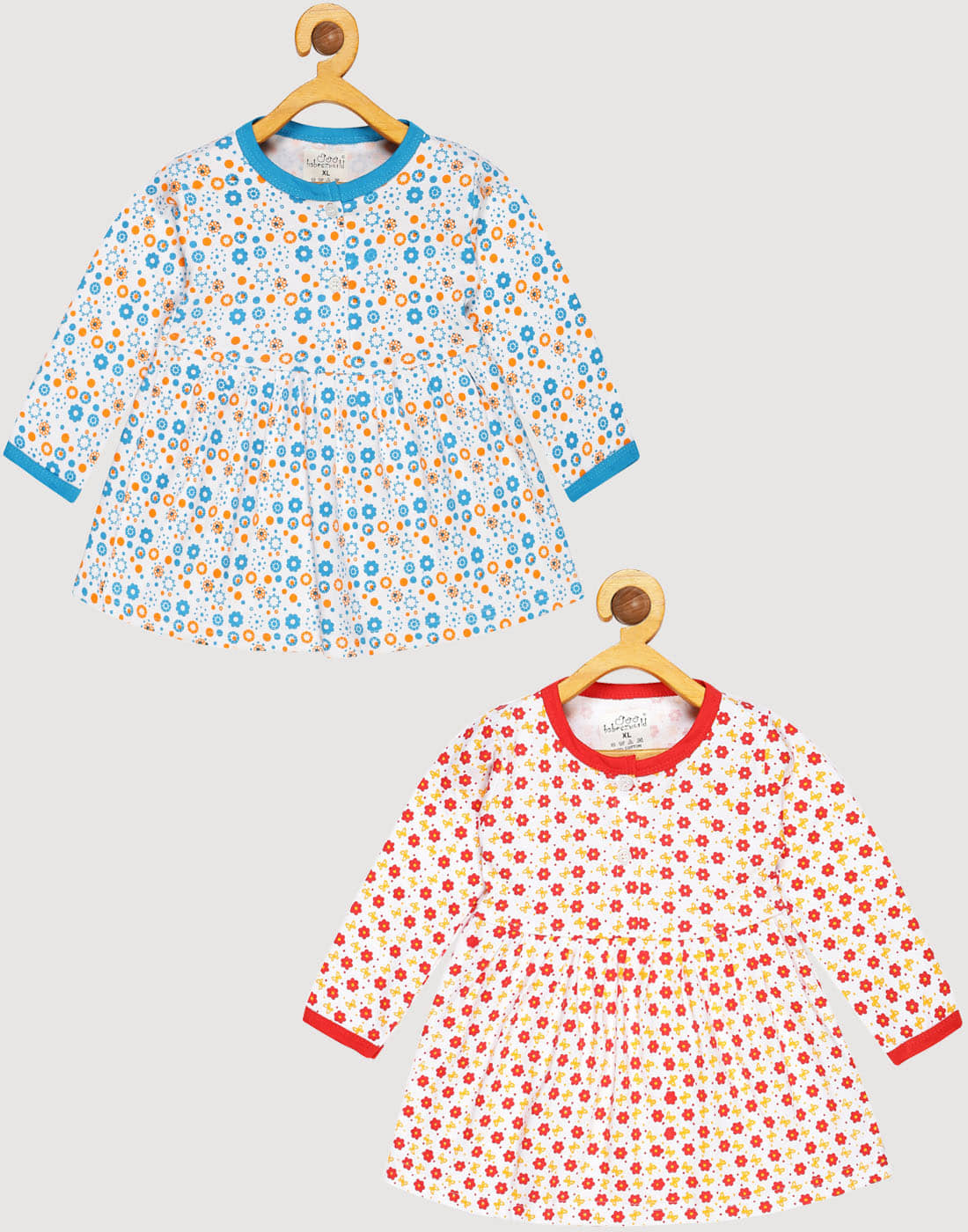 Babeezworld Pack of 2 Baby Girls Cotton Frock ( Red & Yellow )