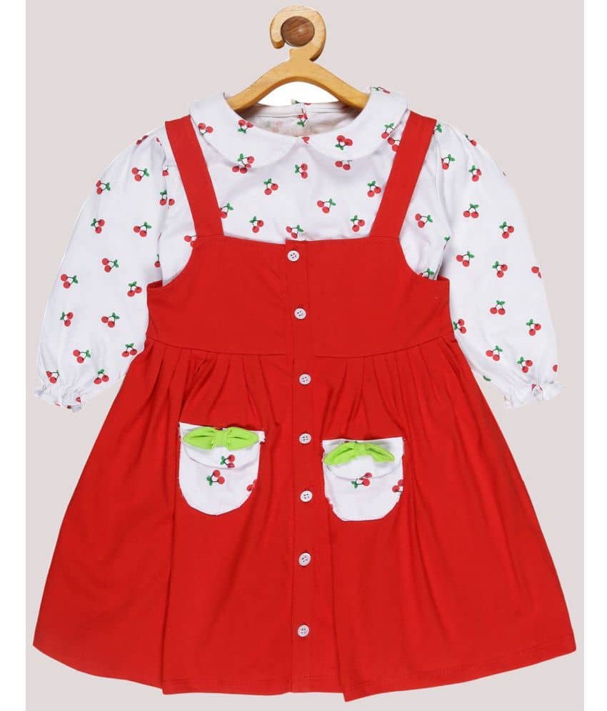 Babeezworld Cotton Dungarees For Girls ( Pack of 1 , Red )