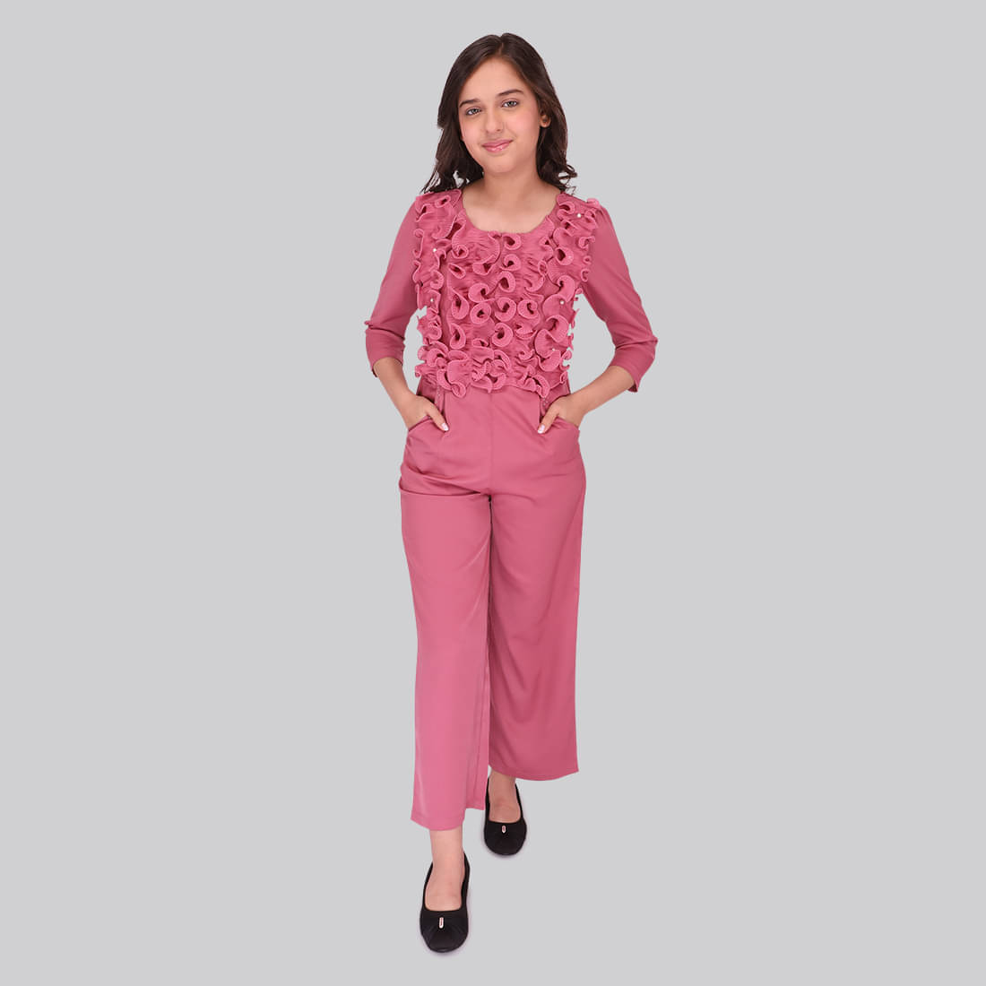     			Cutecumber Girls Georgette Jumpsuit ( Pack of 1 , Rust )