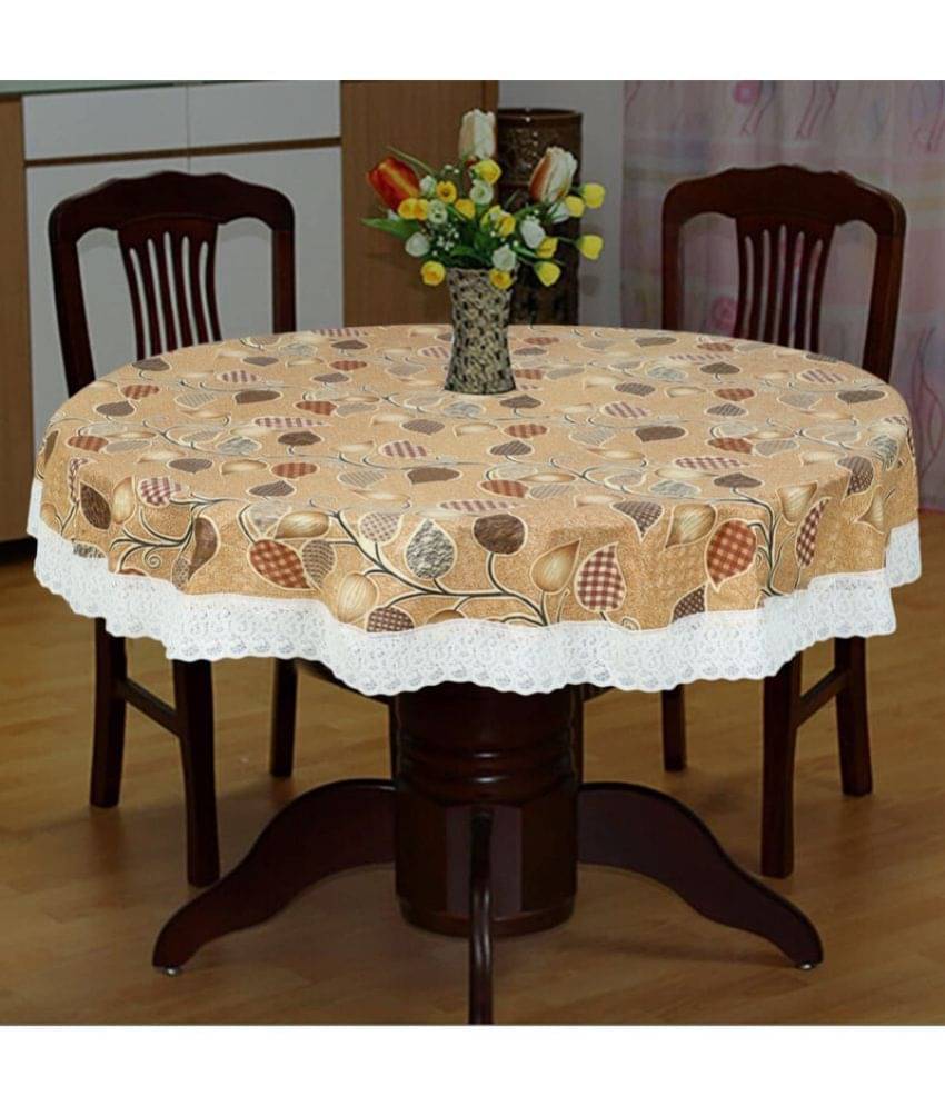 Printed PVC 4 Seater Round Table Cover ( 152 x 152 ) cm Pack of 1 Beige     			Printed PVC 4 Seater Round Table Cover ( 152 x 152 ) cm Pack of 1 Beige