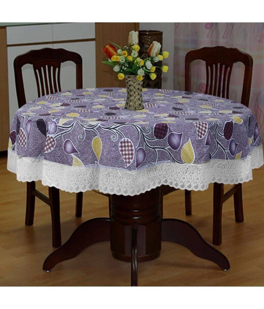     			Printed PVC 4 Seater Round Table Cover ( 152 x 152 ) cm Pack of 1 Purple