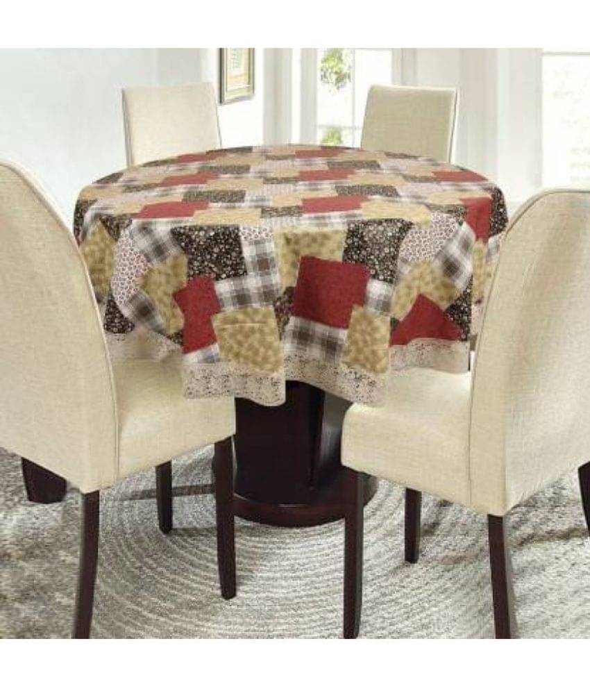 Printed PVC 4 Seater Round Table Cover ( 152 x 152 ) cm Pack of 1 Beige     			Printed PVC 4 Seater Round Table Cover ( 152 x 152 ) cm Pack of 1 Beige
