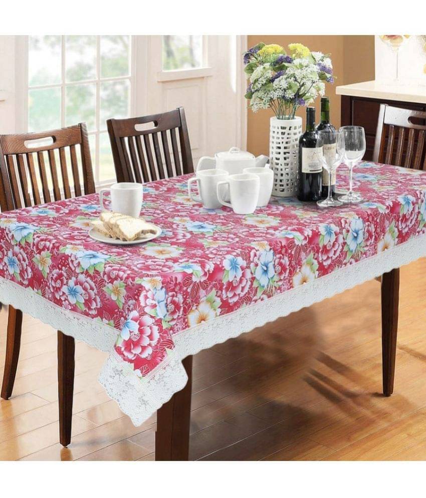     			Printed PVC 6 Seater Rectangle Table Cover ( 228 x 152 ) cm Pack of 1 Pink