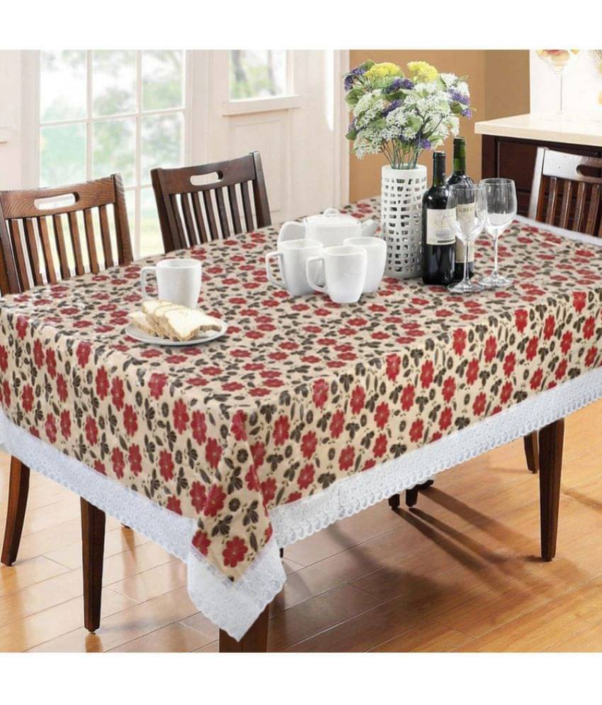     			Printed PVC 6 Seater Rectangle Table Cover ( 228 x 152 ) cm Pack of 1 Beige