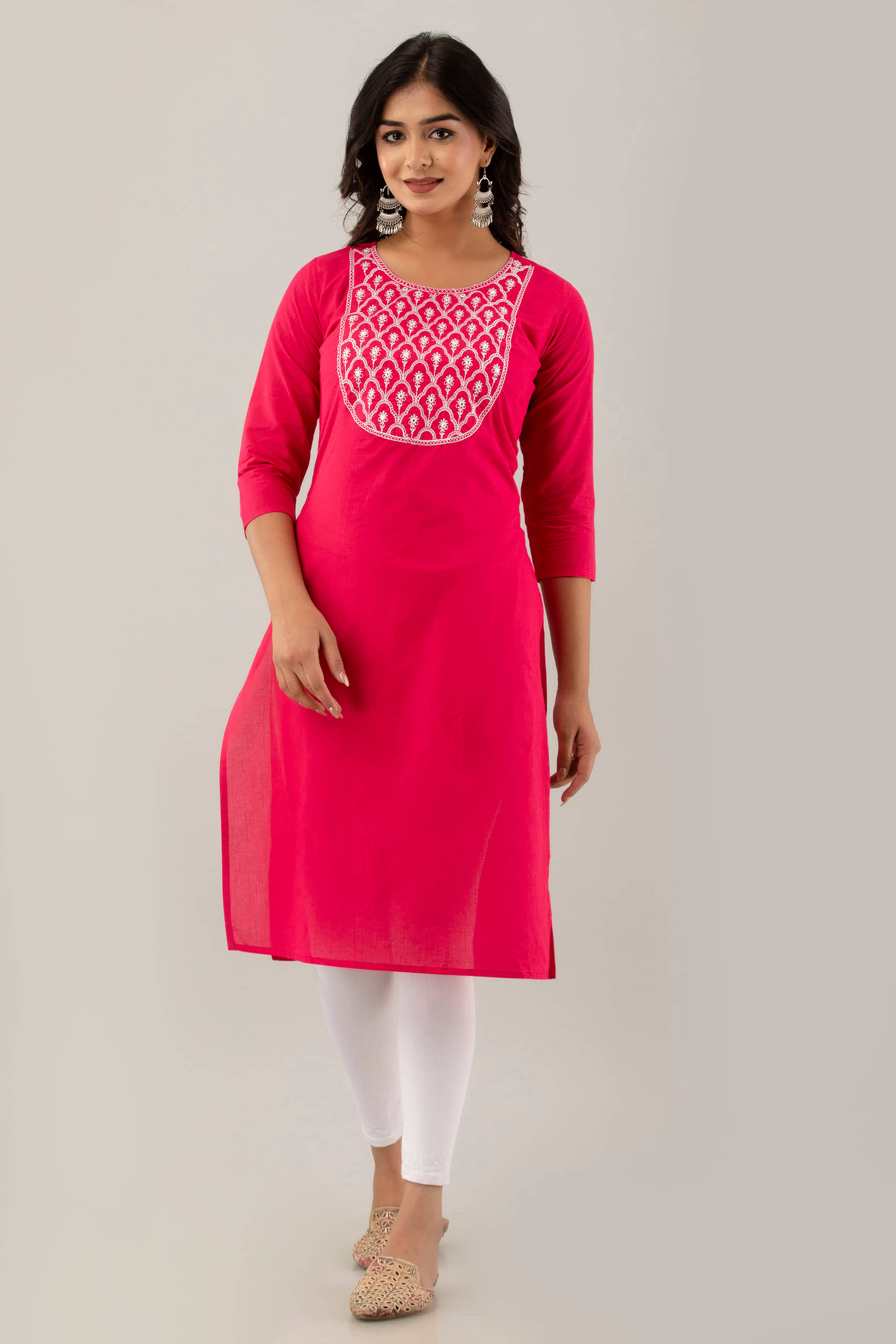 KSHARAA - Pink Cotton Women's Straight Kurti ( Pack of 1 ) - Kurtis, Tunics | Buy online on ZillyBuy