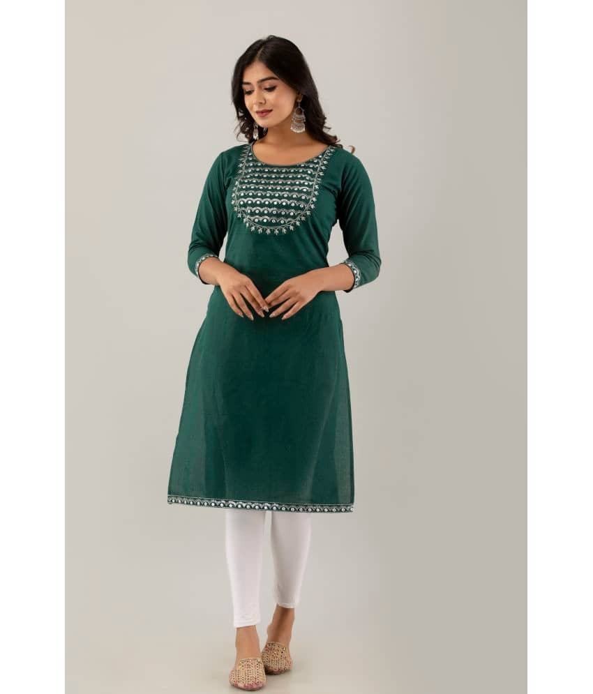 KSHARAA - Sea Green Cotton Women's Straight Kurti ( Pack of 1 ) - Kurtis, Tunics | Buy online on ZillyBuy