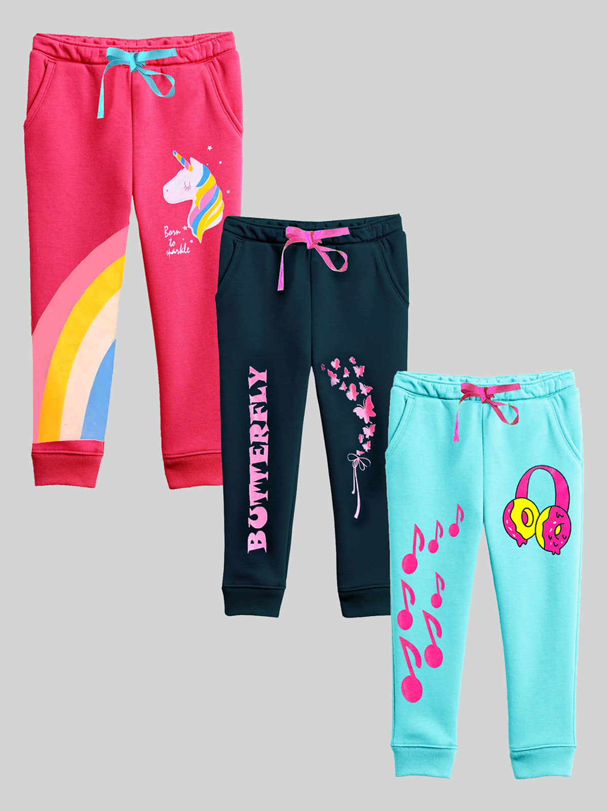 Kuchipoo Pack of 3 Girls Cotton Blend Leggings ( Multicolor1 )
