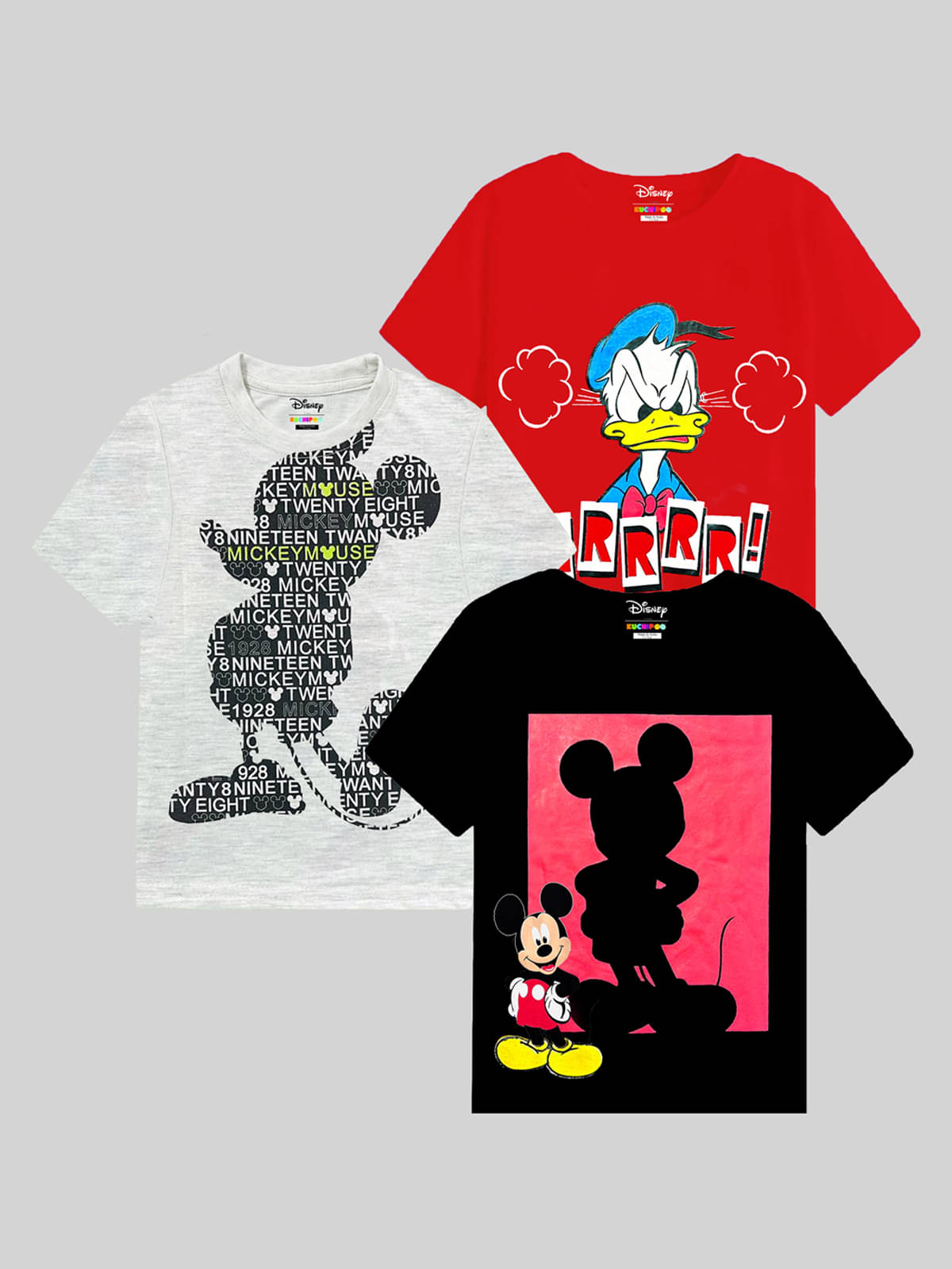     			Kuchipoo Pack of 3 Boys Cotton Blend T-Shirt ( Multi Color )