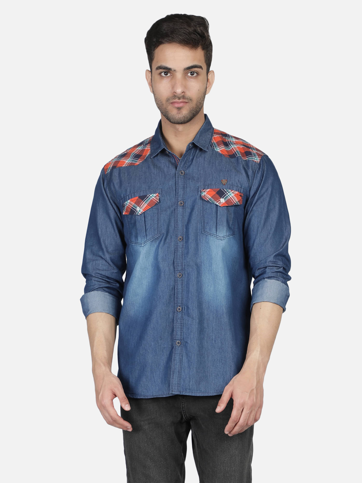     			Kuons Avenue - Orange Denim Slim Fit Men's Casual Shirt ( Pack of 1 )