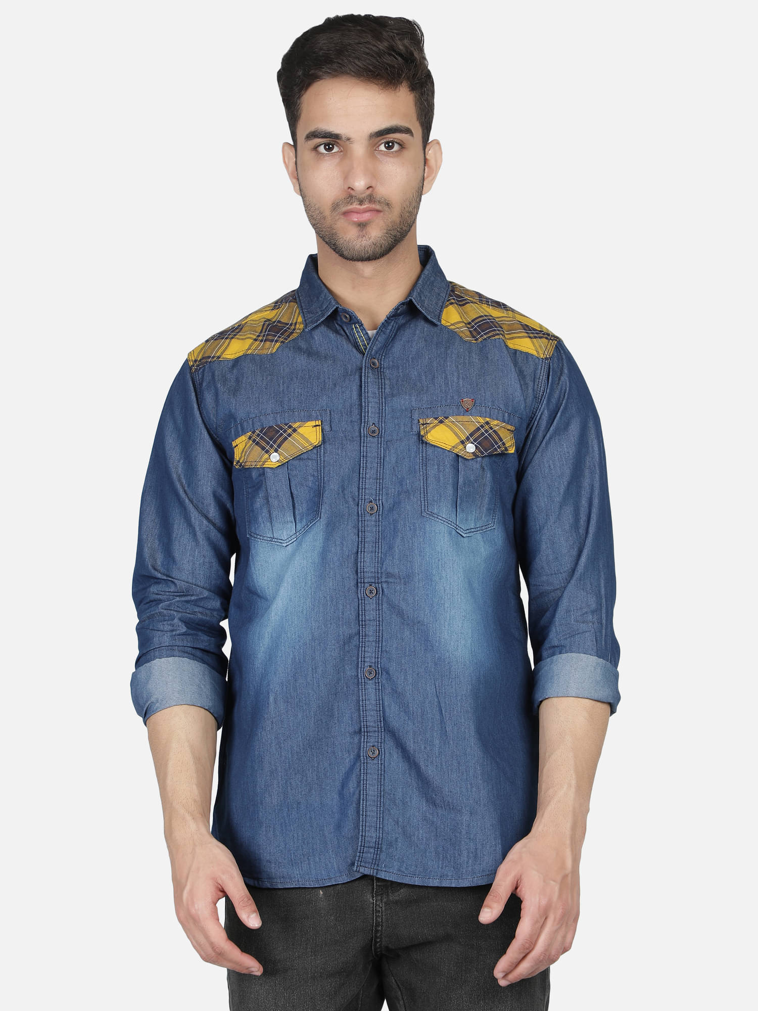     			Kuons Avenue - Yellow Denim Slim Fit Men's Casual Shirt ( Pack of 1 )