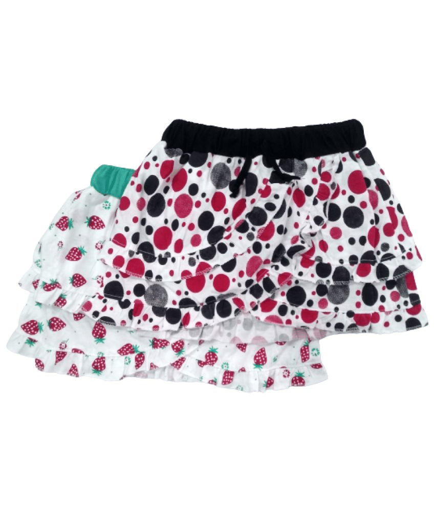Little Funky Pack of 2 Girls Cotton Straight Skirt ( White ) - Shorts | Buy online on ZillyBuy