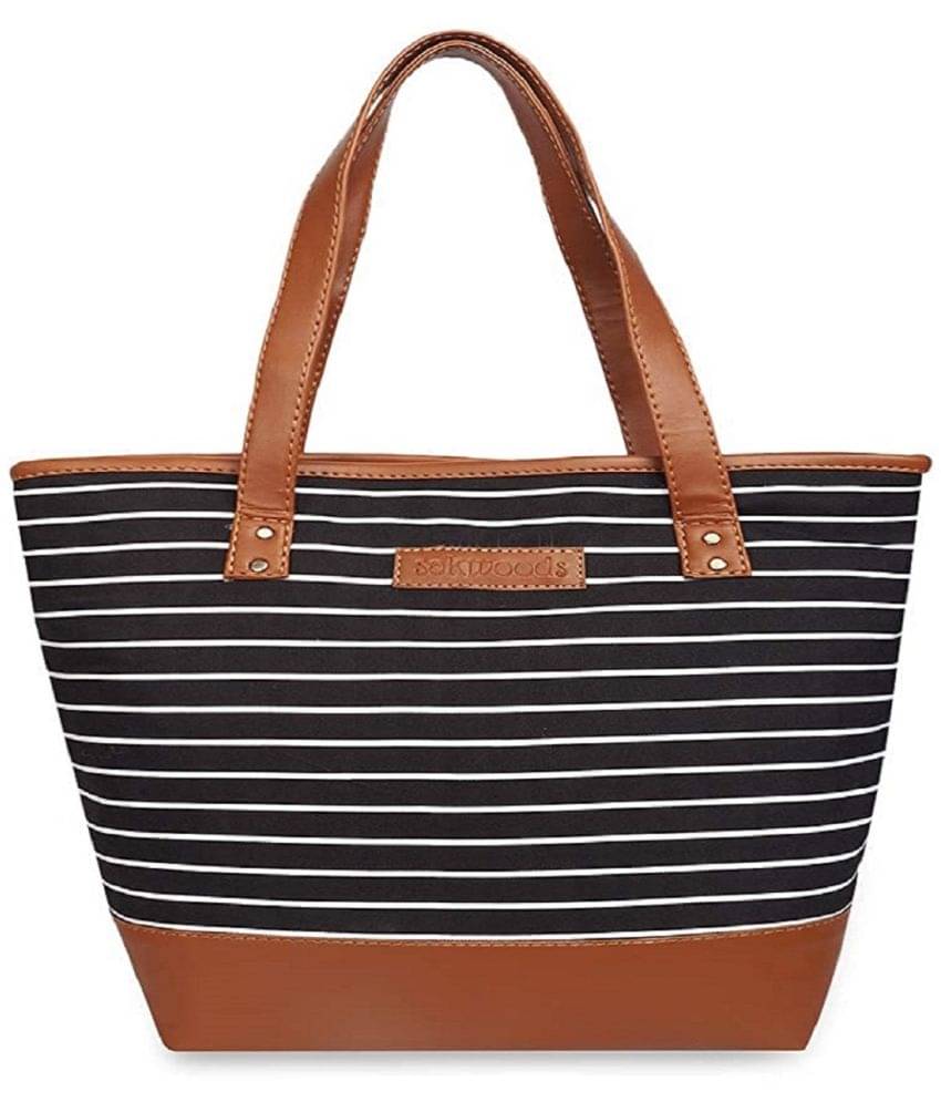     			SAKWOODS Tote Bag Canvas Set of 1 ( Black )