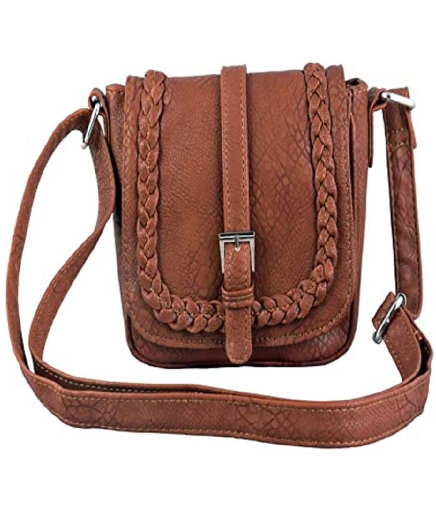 SAKWOODS Sling Bag PU Set of 1 ( Brown ) - Handbags | Buy online on ZillyBuy