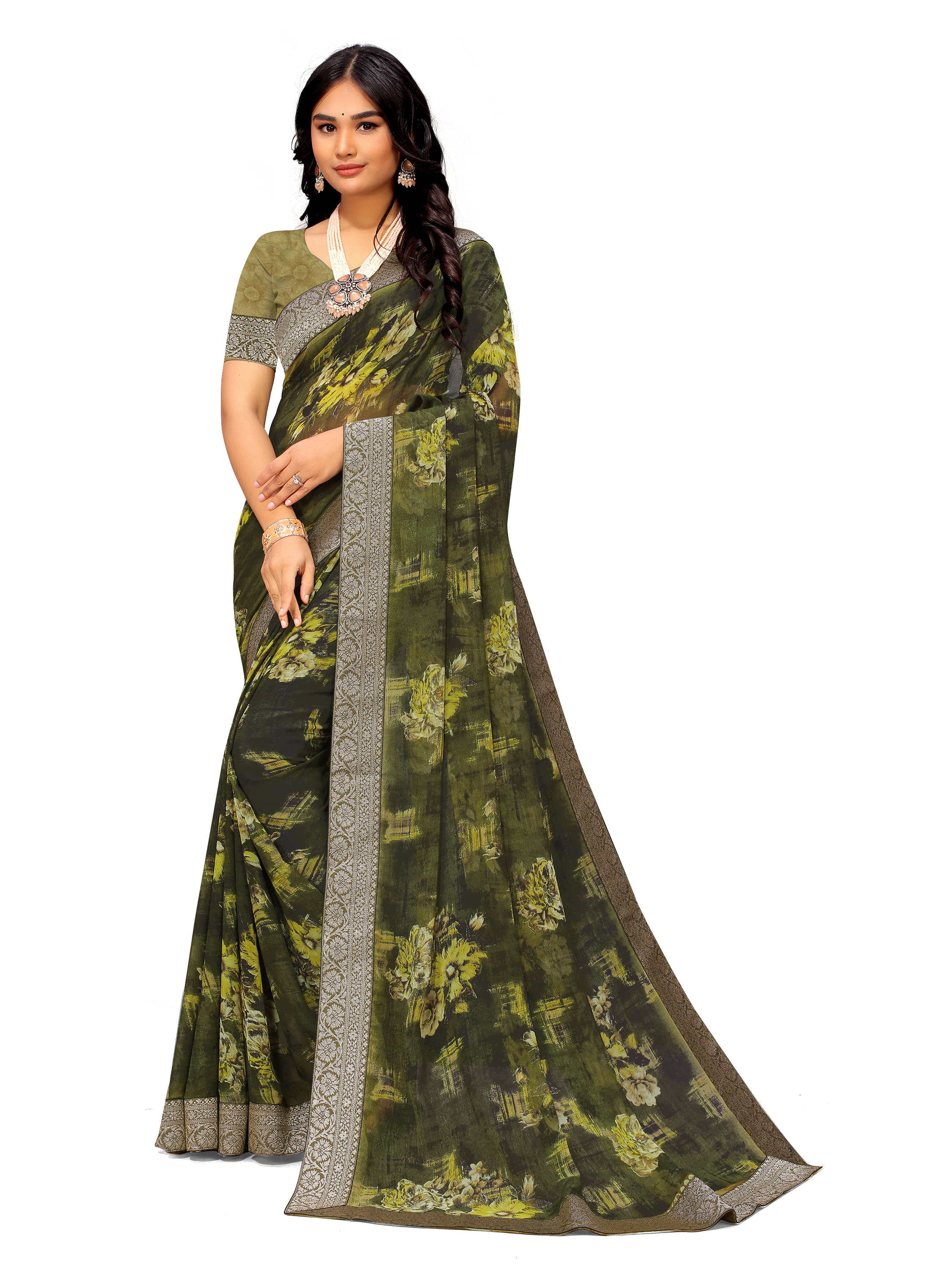 Sanwariya Silks Georgette Printed Saree With Unstitched Blouse Piece ( Light Green )     			Sanwariya Silks Georgette Printed Saree With Unstitched Blouse Piece ( Light Green )