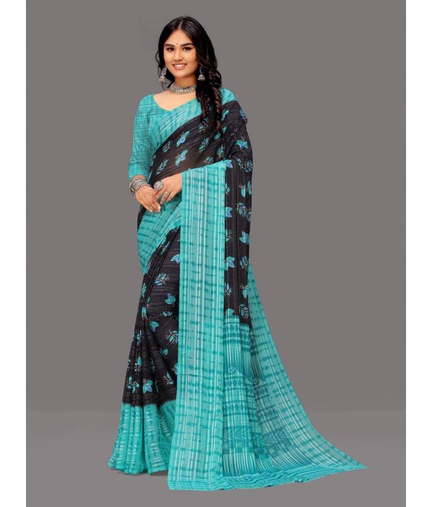 Sitanjali Georgette Printed Saree With Unstitched Blouse Piece ( LightBLue ) Sitanjali Georgette Printed Saree With Unstitched Blouse Piece ( LightBLue )