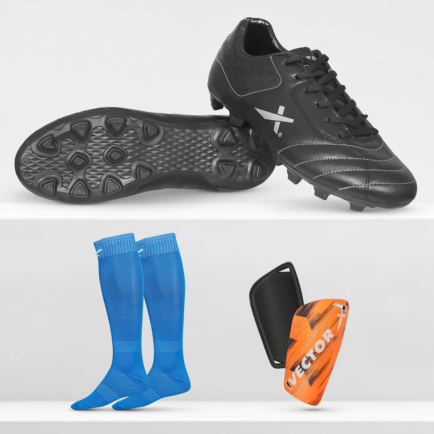     			Vector X Combo of Football Shoe with Shin guard and Stocking for Training and Practice