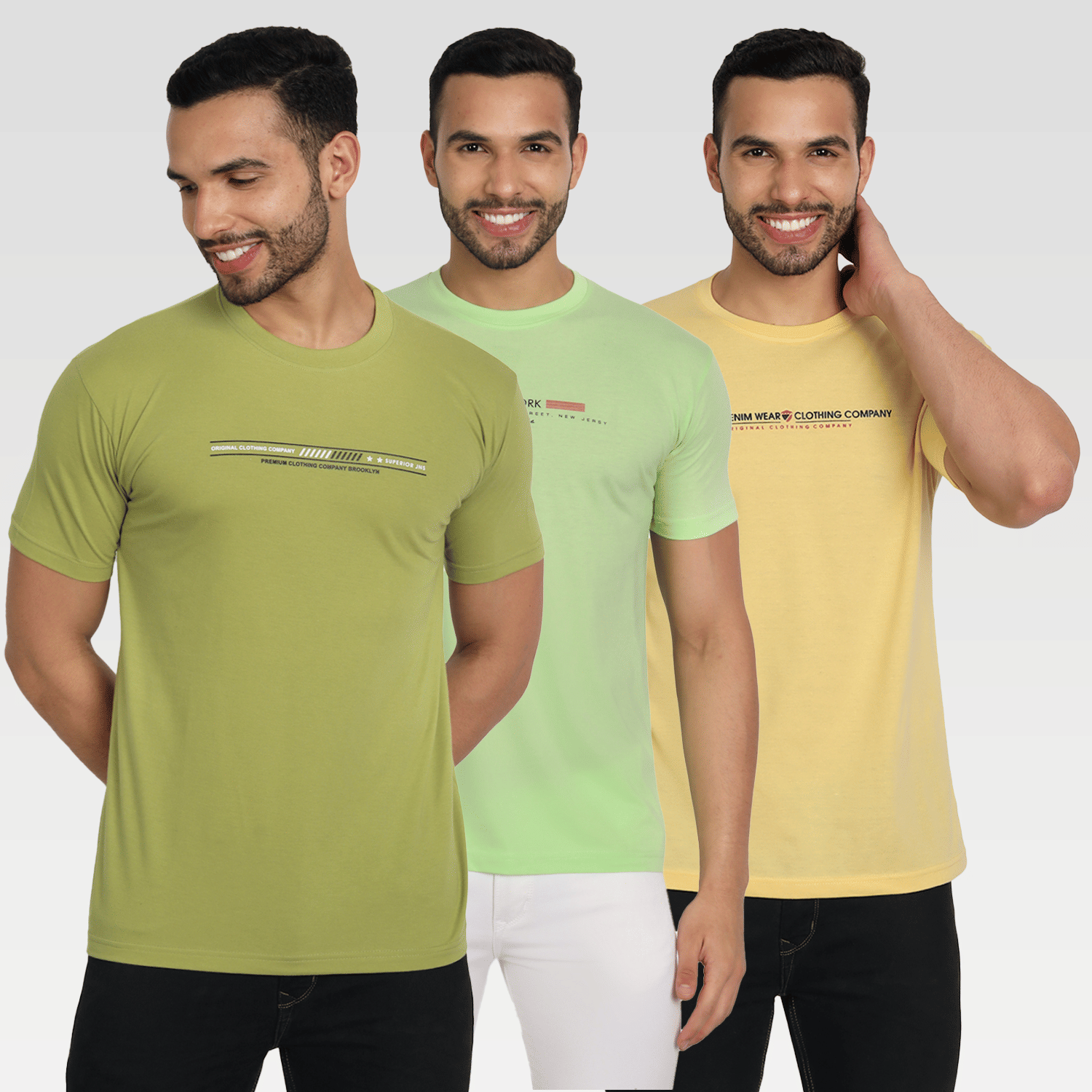     			Zeffit Pack of 3 Cotton Blend Regular Fit Men's T-Shirt ( Multicolor )